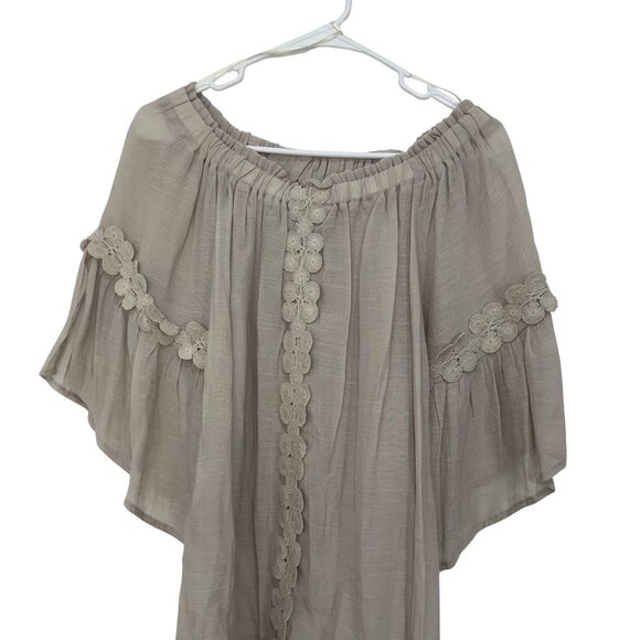 Melissa Paige Women Off-The-Shoulder Blouse Crochet Details SZ S Flared Sleeve - Picture 12 of 13